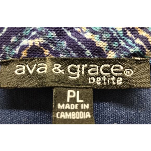 Lot of 2 Ava & Grace Women's Size Petite Large PL Blue Abstract Popover Tops - Picture 8 of 8